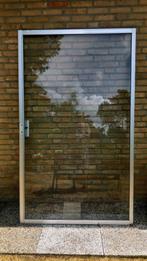 Windscherm Glas 4mm in slank blank Aluminium Frame 120 x 202, Ophalen