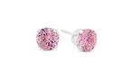 Ronde roze 6mm zirkonia zilveren oorbellen, Nieuw, Knopjes of Stekers, Met edelsteen, Ophalen of Verzenden