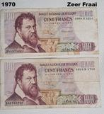 2 x 100 frank Lombard - 1970 - Zeer Fraai, Postzegels en Munten, Bankbiljetten | België, Verzenden, Los biljet
