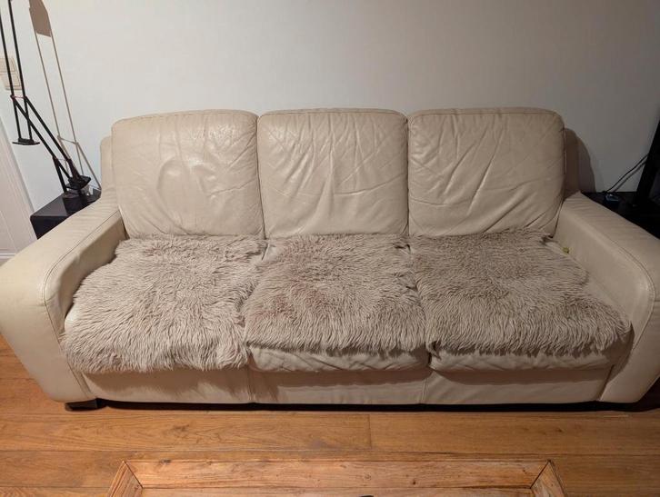 Canapé 3 places à donner, Maison & Meubles, Canapés | Salons, Utilisé, Banc droit, Cuir, Enlèvement