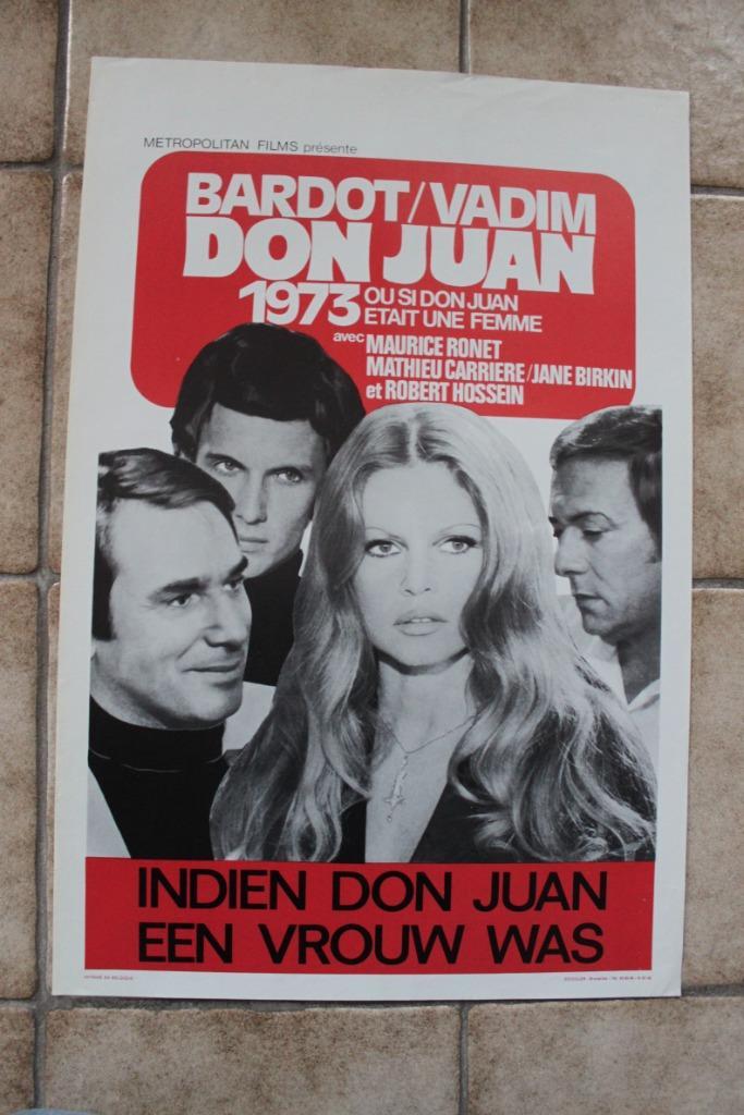 filmaffiche Brigitte Bardot Don Juan 1973 filmposter, Verzamelen, Posters, Zo goed als nieuw, Film en Tv, A1 t/m A3, Rechthoekig Staand