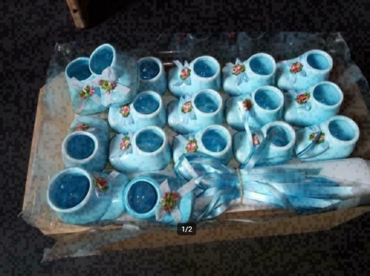 lot nieuwe decoratie voor doopsuiker blauwe schoentjes, Kinderen en Baby's, Kraamcadeaus en Geboorteborden, Zo goed als nieuw