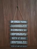 Houten tekstbordje tuin decoratie, Ophalen, Zo goed als nieuw