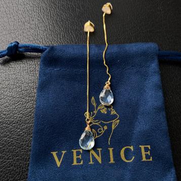 Oorbellen topaas blauw zilver 925 verguld met 18K (vermeil) beschikbaar voor biedingen