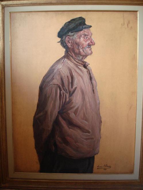 1931 Louis Clesse °1889-1961 ‘de visser' portret olie/paneel, Antiek en Kunst, Kunst | Schilderijen | Klassiek, Ophalen