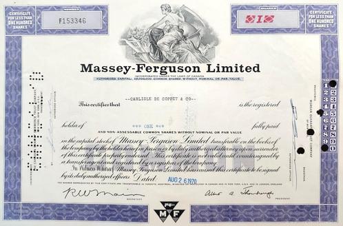 Massey Ferguson 1970, Timbres & Monnaies, Actions & Titres, Certificat d'action, 1950 à 1970, Enlèvement ou Envoi