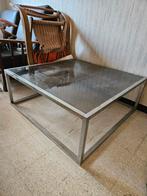 Vintage salontafel metaal glas, Huis en Inrichting, Ophalen, Gebruikt, Glas