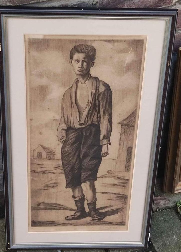 Gravure personnage signe, Antiek en Kunst, Kunst | Etsen en Gravures, Ophalen of Verzenden