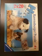 2 puzzels van 20 stuks met honden en poezen, Kinderen en Baby's, Speelgoed | Kinderpuzzels, Zo goed als nieuw, Ophalen