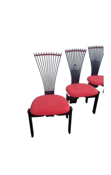 4 chaises Design Westnofa modèle TOTEM, Rouge, Vintage memphis, Enlèvement, Utilisé