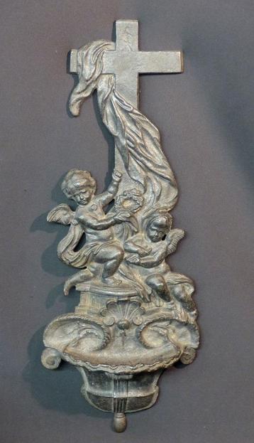 19e grote sculptuur heilige letterkerk gietijzer 45 cm 1,8 k