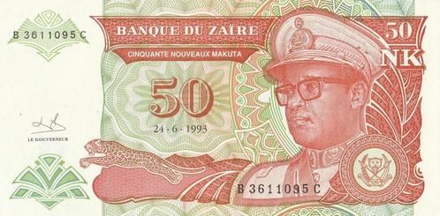 50 Nouveaux Makuta  Democratische Republiek Congo 1993, Postzegels en Munten, Bankbiljetten | Afrika, Los biljet, Overige landen