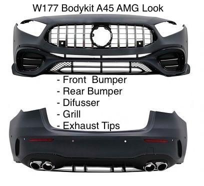 Bodykit voor Mercedes W177 Sedan A45 AMG Look, Auto-onderdelen, Carrosserie, Bumper, Mercedes-Benz, Voor, Achter, Nieuw, Ophalen of Verzenden