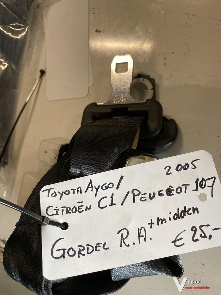 Citroën C1 Toyota aygo Peugeot 107 2005 Gordel Linksachter, Auto-onderdelen, Interieur en Bekleding, Gebruikt, Ophalen of Verzenden