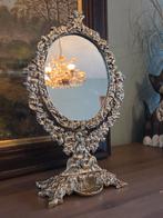 Tafelspiegel messing, Antiquités & Art, Antiquités | Miroirs, Enlèvement ou Envoi, Ovale