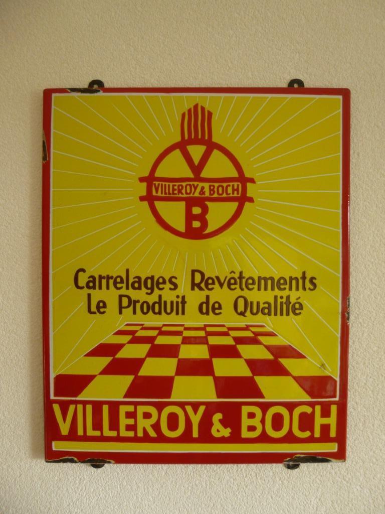 EMAILLE RECLAME BORD"VILLEROY&BOCH TEGELS"UIT JAREN 50/60, Collections, Marques & Objets publicitaires, Utilisé, Panneau publicitaire