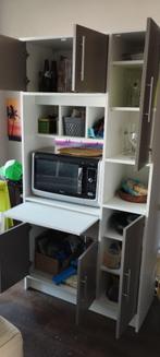 Buffet de cuisine MADY blanc/gris spacieux 5 portes, Huis en Inrichting, Kasten | Buffetkasten, Ophalen, 50 tot 100 cm, Zo goed als nieuw