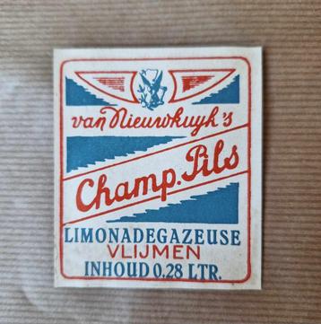 Etiket Champagne Pils Limonade Gazeuse Vlijmen