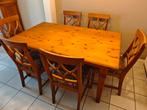 Grenen uitschuifbare tafel met 6 stoelen, Huis en Inrichting, Ophalen, Gebruikt, Scandinavisch, 4 tot 6 stoelen
