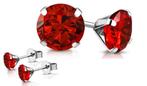 Stalen oorbellen zirkonia 9mm siam rood, Ophalen of Verzenden, Nieuw, Knopjes of Stekers