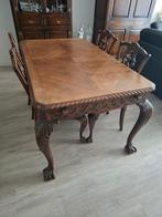 eettafel met 4 stoelen, Ophalen, Gebruikt, Eikenhout, 50 tot 100 cm