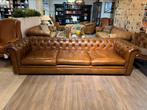 Stoere XL industriële Chesterfield 4 zits bank Cognac Bruin, Huis en Inrichting, Zetels | Zetels, Ophalen of Verzenden