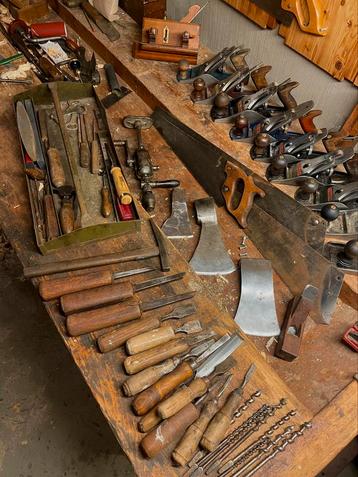 Groot lot antiek houtbewerking gereedschap apart verkoop kan