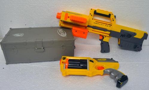LOT 2 Nerf N-Strike + Coffre Nerf avec cartouches, Kinderen en Baby's, Speelgoed | Buiten | Actiespeelgoed, Gebruikt, Ophalen
