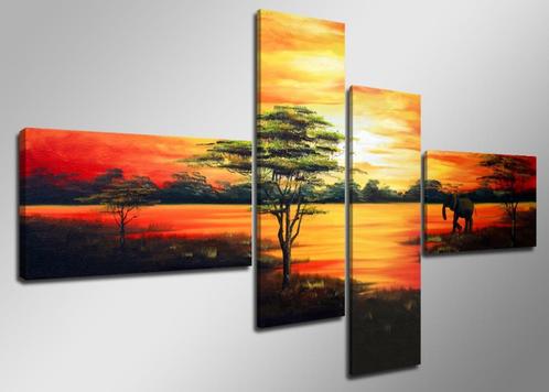 Nieuw * 4 luik canvas schilderij * Afrika Natuur 160x70cm, Maison & Meubles, Accessoires pour la Maison | Peintures, Dessins & Photos