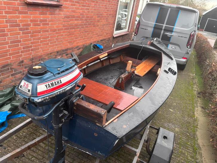 Motorbootje 3 meter incl motor en trailer, Watersport en Boten, Motorboten en Motorjachten, Gebruikt, Hout, Tot 6 meter, Benzine