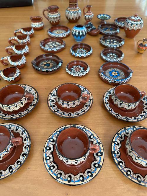 Bulgaars aardewerk mokkaservice, Huis en Inrichting, Keuken | Servies, Zo goed als nieuw, Overige typen, Overige stijlen, Aardewerk