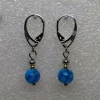 Natuurlijke turquoise parel 925 zilveren oorbellen., Hangers, Blauw, Nieuw, Ophalen of Verzenden