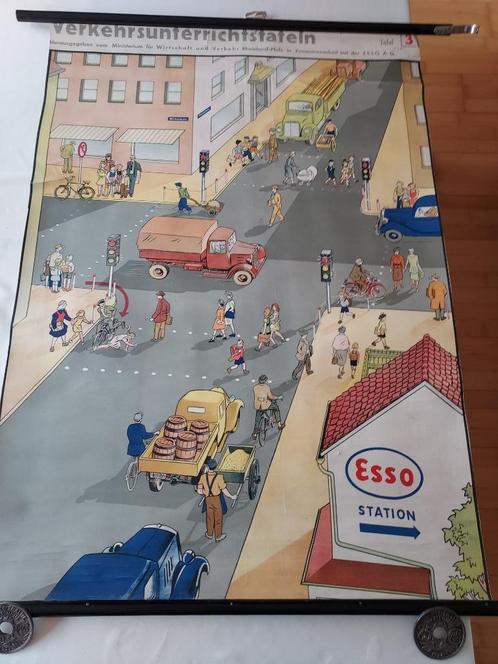 Verkeersonderricht op doek voor school, Esso, Collections, Marques & Objets publicitaires, Utilisé, Panneau publicitaire, Enlèvement ou Envoi