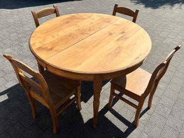 Table ronde en merisier (avec 2 rallonges et 4 chaises), Enlèvement, Rond