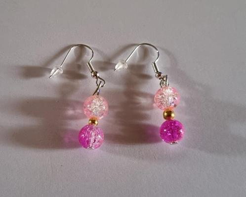 Oorbellen „Douce Framboise”, Handtassen en Accessoires, Oorbellen, Nieuw, Hangers, Zilver, Roze, Verzenden