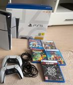 PlayStation 5 Slim 1 TB disc edition+2 joystick+5 spelletjes, Ophalen, Zo goed als nieuw, Playstation 5
