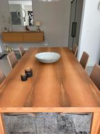 Designtafel met uitschuifbaar deel + 6 lederen stoelen, Enlèvement, Comme neuf