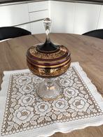 Vintage glazen pot met deksel ( bordeaux - wijnkleurig ), Antiek en Kunst, Ophalen of Verzenden
