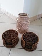 Rotan onderzetters in houder, Ophalen of Verzenden, Zo goed als nieuw