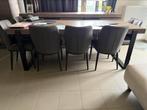 Grote eikenhouten eettafel + 6 stoelen, Huis en Inrichting, Ophalen, 100 tot 150 cm, Eikenhout, Zo goed als nieuw