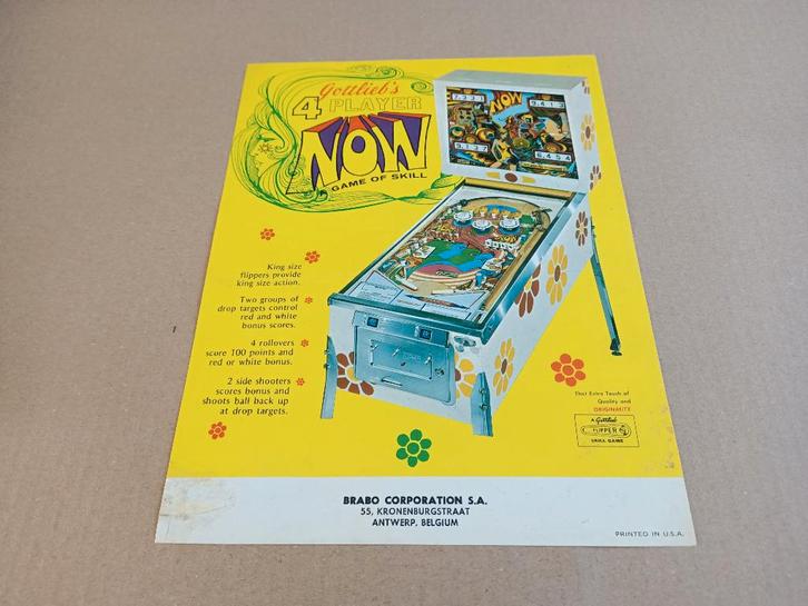 Flyer: Gottlieb Now (1971) Flipperkast, Collections, Machines | Flipper (jeu), Gottlieb, Envoi