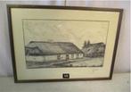 Mooie Oude Gravure 'Hoeve en Schuur' - Joosten, Antiek en Kunst, Ophalen of Verzenden