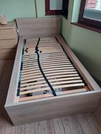 eenpersoonsbed Malm eik met bedlade, Huis en Inrichting, Ophalen, 90 cm, Eenpersoons, Beige