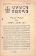 PROGRAMMA 16.04.1952 ZWALUWEN v BELGIE RODE DUIVELS, Verzamelen, Ophalen of Verzenden, Gebruikt