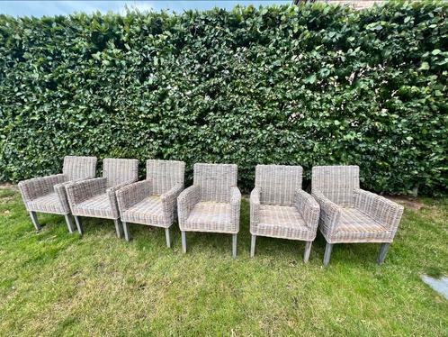 6 houten gevlochten tuinstoelen, Jardin & Terrasse, Accessoires mobilier de jardin, Enlèvement