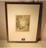 Mooi Oude Ets 'Vrouw in de Huiskamer' - V Buys, Antiek en Kunst, Ophalen of Verzenden