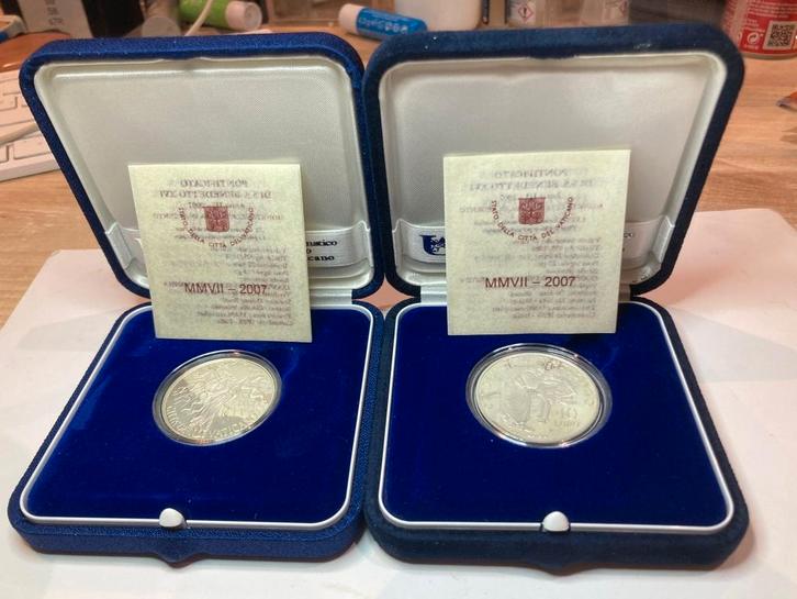 Vaticaan 5 + 10 Euro 2007 –herdenkingsset, Timbres & Monnaies, Monnaies | Europe | Monnaies euro, Monnaie en vrac, 10 euros, Vatican