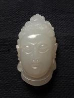 Natuurlijke Witte Kristal artisanaal snijwerk :Boeddha hoofd, Antiquités & Art, Envoi