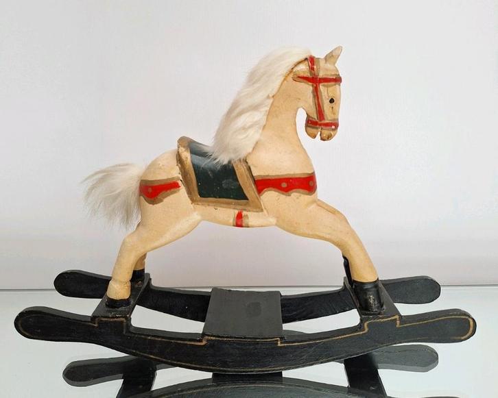 Houten handbeschilderd decoratief schommelpaardje, Antiek en Kunst, Antiek | Woonaccessoires, Ophalen of Verzenden