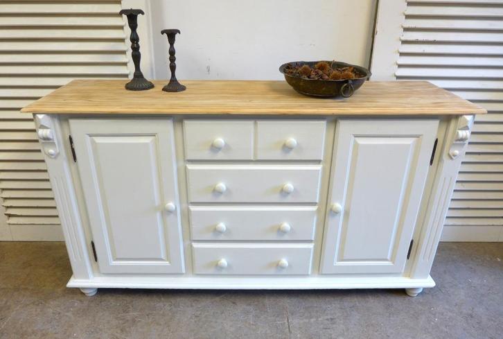Prachtig wit landelijk  ladekast dressoir, Huis en Inrichting, Kasten | Dressoirs, Zo goed als nieuw, 150 tot 200 cm, 25 tot 50 cm
